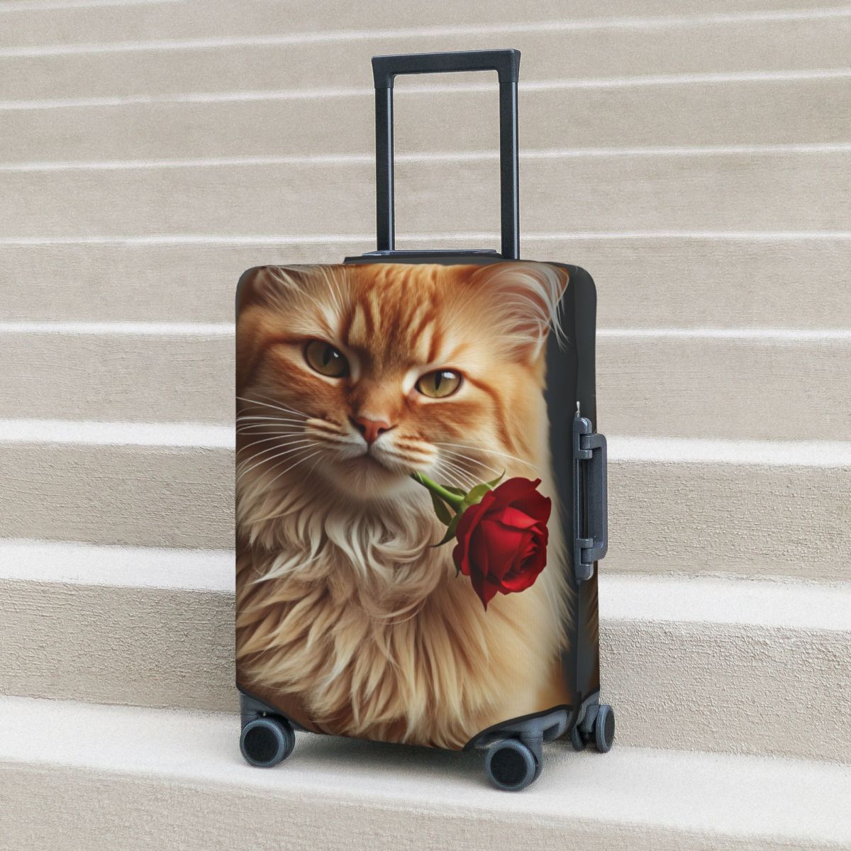 Travel Accessories Long Flight - Uroczy Elegancki Długowłosy Kot z Pokrowcem
